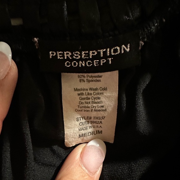 Perseption Black Ruffled Neck Blouse - Picture 2 of 6